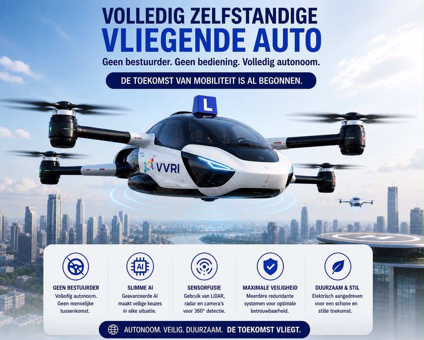 VVRI-toekomstverkenning: volledig autonome vliegende auto zonder bestuurder